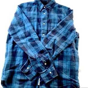 Mens Rag & Bone Blue Plaid Beach Shirt